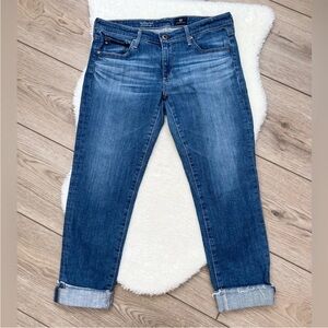Ag Adriano Goldschmied Stevie Cuff Blue Ankle Cropped Jeans
